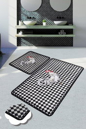 Mijölnir Juego de alfombrillas de baño Rooester Djt - Negro, Blanco y Rojo